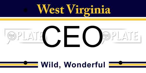 CEO West Virginia License Plate