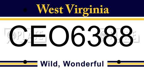 CEO6388 West Virginia License Plate