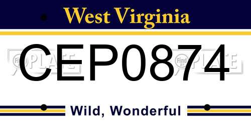 CEP0874 West Virginia License Plate