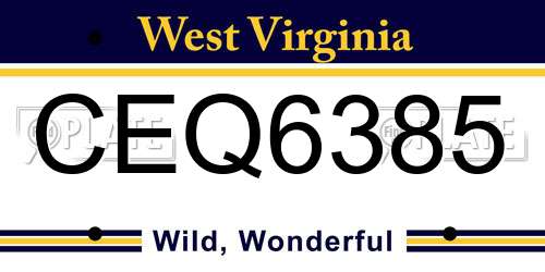 CEQ6385 West Virginia License Plate