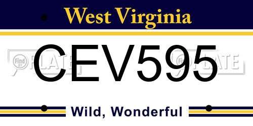 CEV595 West Virginia License Plate