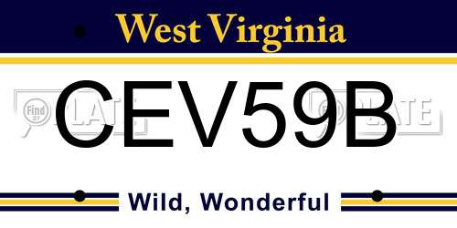 CEV59B West Virginia License Plate