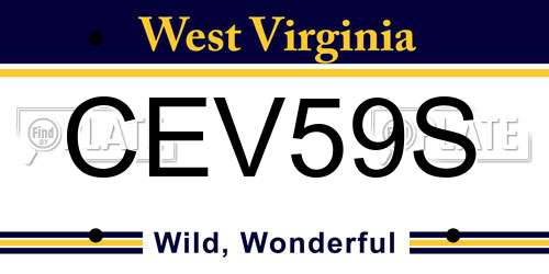 CEV59S West Virginia License Plate
