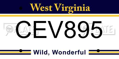 CEV895 West Virginia License Plate