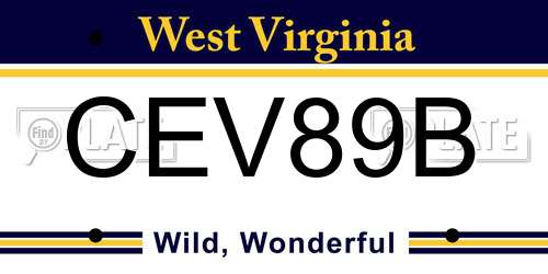 CEV89B West Virginia License Plate