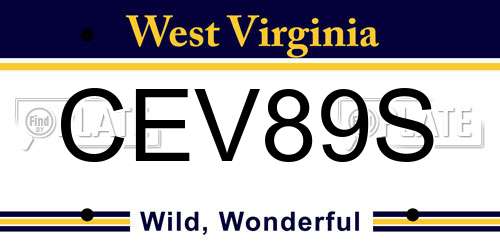 CEV89S West Virginia License Plate