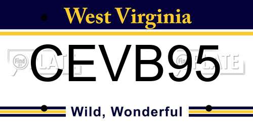 CEVB95 West Virginia License Plate