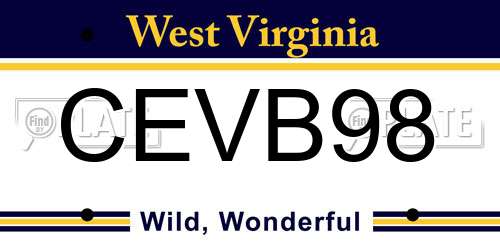 CEVB98 West Virginia License Plate