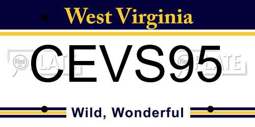 CEVS95 West Virginia License Plate