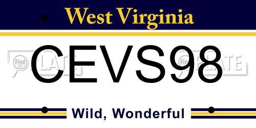 CEVS98 West Virginia License Plate