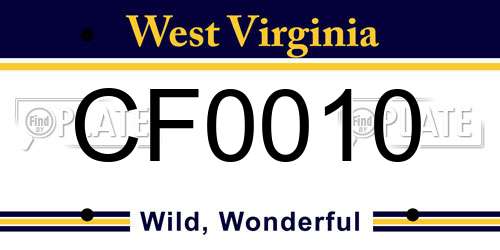 CF0010 West Virginia License Plate