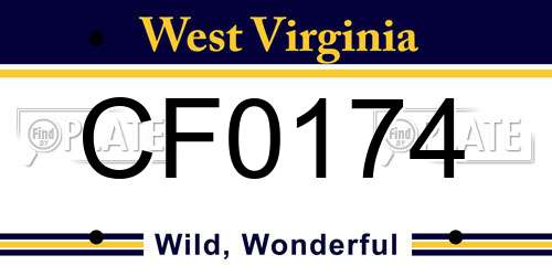 CF0174 West Virginia License Plate