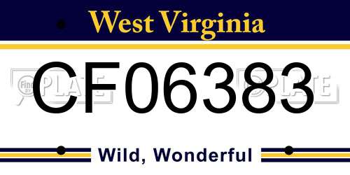 CF06383 West Virginia License Plate