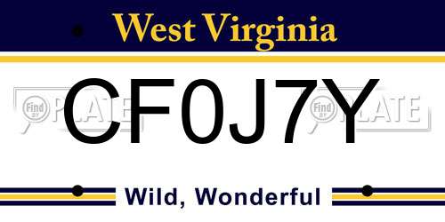CF0J7Y West Virginia License Plate
