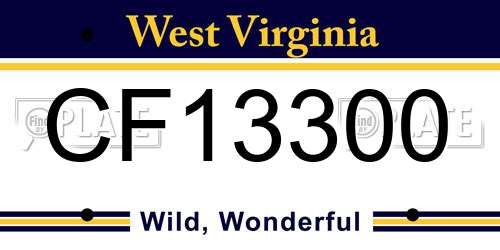 CF13300 West Virginia License Plate