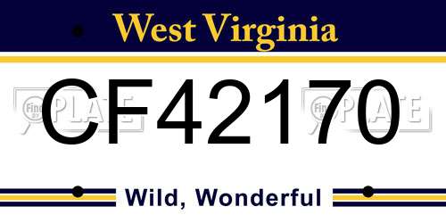CF42170 West Virginia License Plate