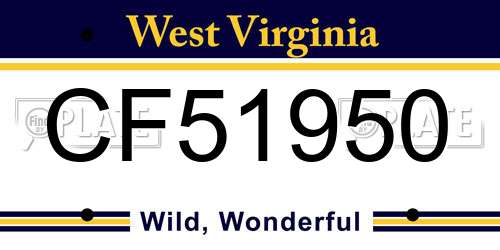 CF51950 West Virginia License Plate