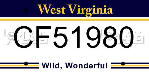 CF51980 West Virginia License Plate