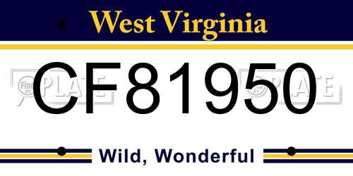 CF81950 West Virginia License Plate
