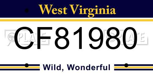 CF81980 West Virginia License Plate