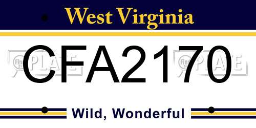 CFA2170 West Virginia License Plate