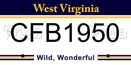 CFB1950 West Virginia License Plate