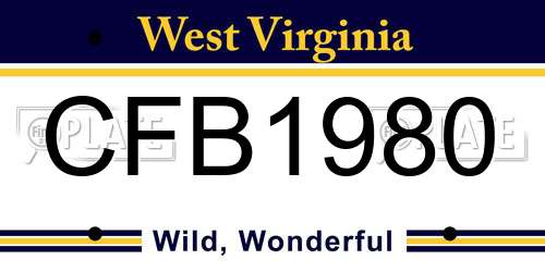 CFB1980 West Virginia License Plate
