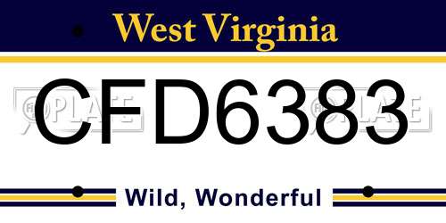 CFD6383 West Virginia License Plate