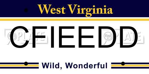 CFIEEDD West Virginia License Plate