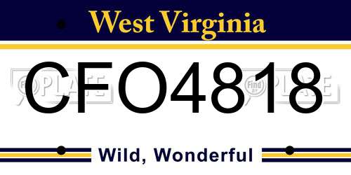 CFO4818 West Virginia License Plate