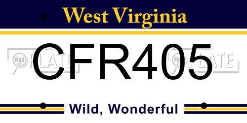 CFR405 West Virginia License Plate