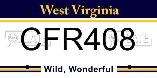 CFR408 West Virginia License Plate