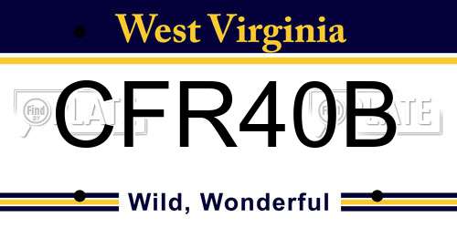 CFR40B West Virginia License Plate