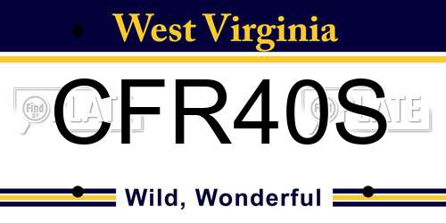 CFR40S West Virginia License Plate