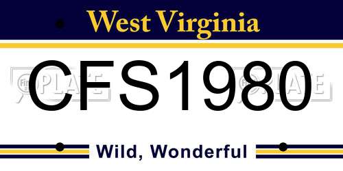CFS1980 West Virginia License Plate