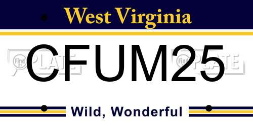 CFUM25 West Virginia License Plate