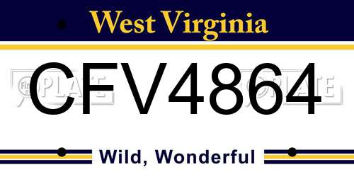CFV4864 West Virginia License Plate