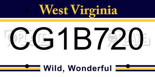CG1B720 West Virginia License Plate