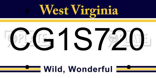 CG1S720 West Virginia License Plate