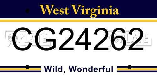 CG24262 West Virginia License Plate