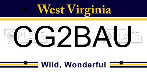 CG2BAU West Virginia License Plate