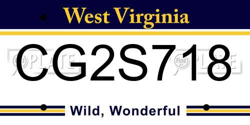 CG2S718 West Virginia License Plate