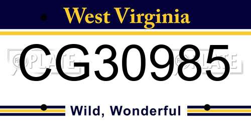 CG30985 West Virginia License Plate