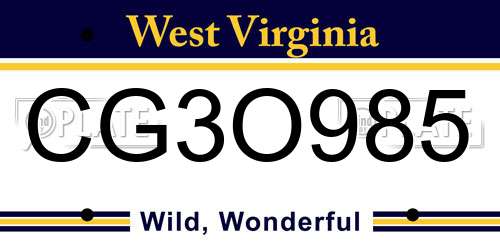 CG3O985 West Virginia License Plate