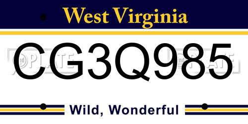 CG3Q985 West Virginia License Plate