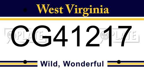 CG41217 West Virginia License Plate