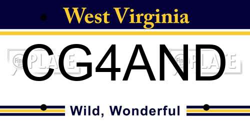CG4AND West Virginia License Plate
