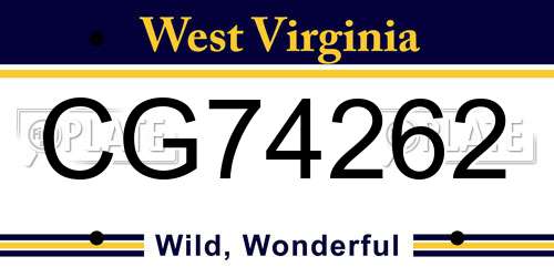 CG74262 West Virginia License Plate