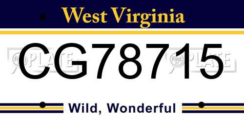 CG78715 West Virginia License Plate