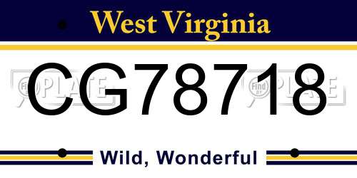 CG78718 West Virginia License Plate